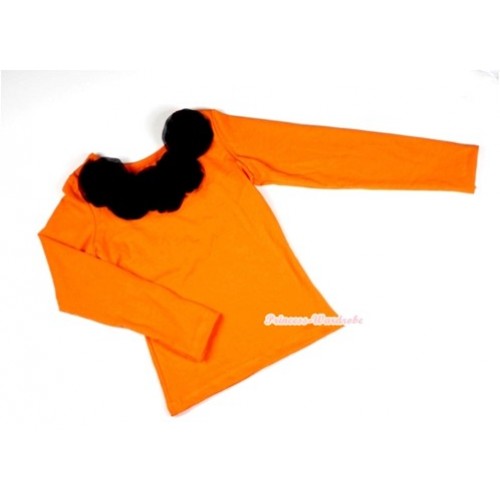 Orange Long Sleeves Tops with Black Rosettes TO01 