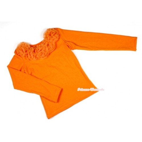 Orange Long Sleeves Tops with Orange Rosettes TO02 