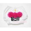White Bloomer & Hot Pink Zebra Cupcake & Hot Pink Bow BD14 
