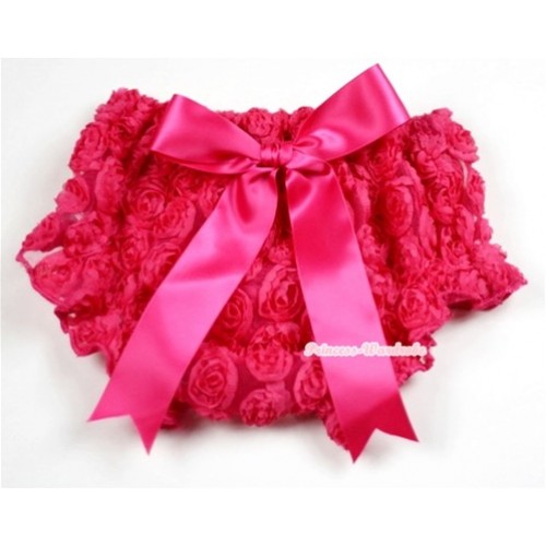 HoT Pink Romantic Rose Panties Bloomers With Hot Pink Bow BR41 