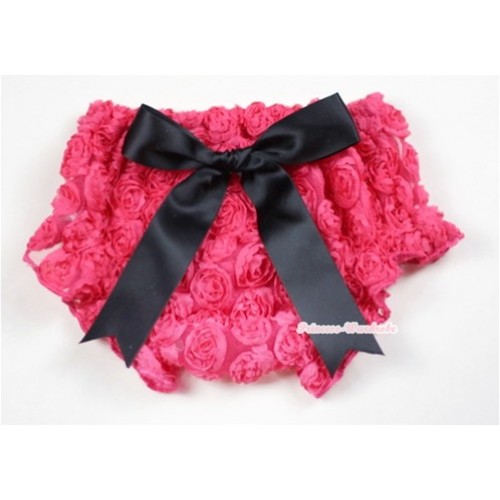 HoT Pink Romantic Rose Panties Bloomers With Black Bow BR44 
