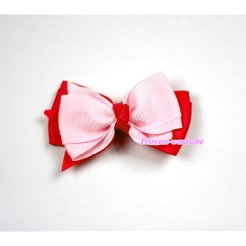 Light Hot Pink Ribbon Bow Hair Clip H449 