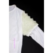 Pure White Long Sleeve Coat with Cream White Rosettles T450 
