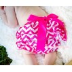 Hot Pink White Wave Satin Layer Panties Bloomers With Hot Pink Big Bow BC155 