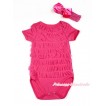Hot Pink Ruffles Baby Jumpsuit With Accessory 2PC Set TH409 