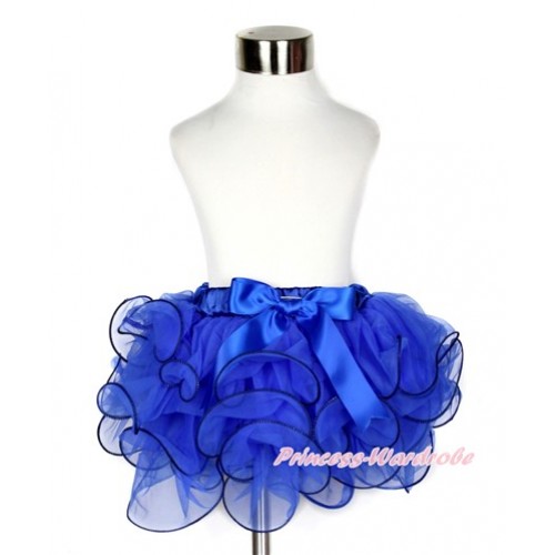 Royal Blue Flower Petal Full Pettiskirt With Royal Blue Bow B229 
