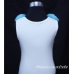 White Tank Tops with Light Blue Pink Rosettes t30 