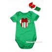 Xmas Kelly Green Baby Jumpsuit with Red White Green Striped Minnie Print TH417 