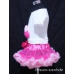Hot Light Pink Pettiskirt With White Birthday Cake Tank Top with Light Hot Pink Rosettes T44 