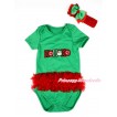 Xmas Kelly Green Baby Jumpsuit with Triple Red Ruffles & HOHOHO Santa Claus Print TH433 