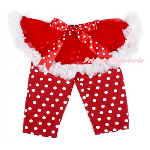 Minnie Dots Bow Red White Pettiskirt Matching Red White Dots Leggings Culottes High Elastic Pant Twinset SL001 