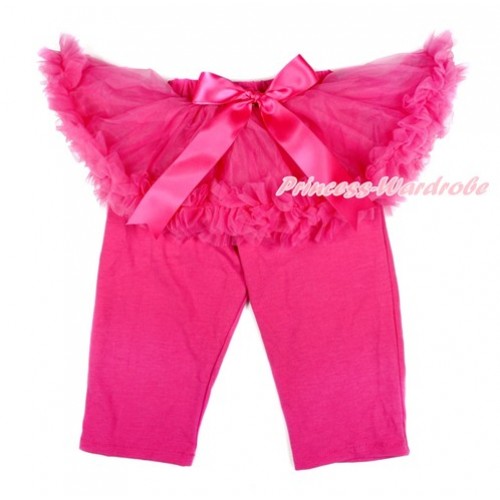 Hot Pink Bow Hot Pink Pettiskirt Matching Hot Pink Leggings Culottes High Elastic Pant Twinset SL007 