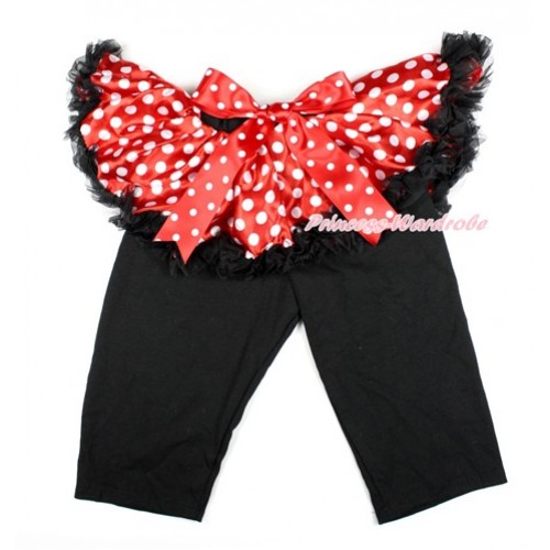 Minnie Dots Bow Minnie Dots Pettiskirt Matching Black Leggings Culottes High Elastic Pant Twinset SL013 