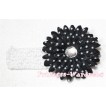 Black White Polka Dot Crystal Daisy Hair Clip with Match Headband F21 