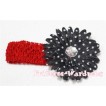 Black White Polka Dot Crystal Daisy Hair Clip with Match Headband F21 