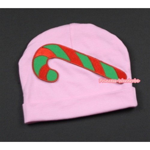 Light Pink Cotton Cap with Christmas Stick Print TH268 