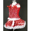 White Minnie Polka Dots Pettiskirt with Minnie Polka Dots Ruffles Tank Top With Red Bow MR192 
