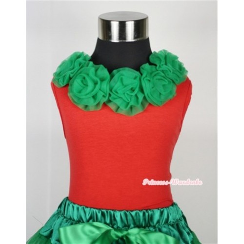 Red Tank Tops with Kelly Green Rosettes TN82 