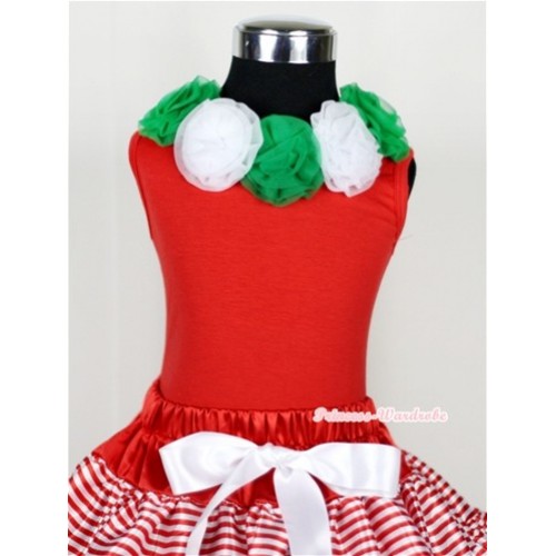 Red Tank Tops with Kelly Green & White Rosettes TN83 