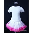 White Hot Pink Pettiskirt With White Birthday Cake Tank Top with Dark Purple Light Pink Rosettes T48 