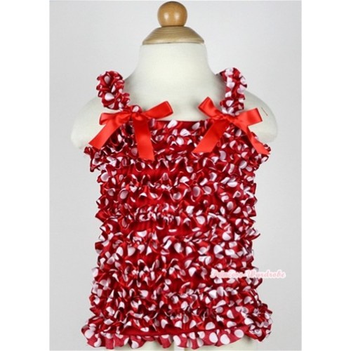Red White Polka Dots Ruffles Baby Tank Top with Red Bow Ribbon RT11 
