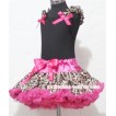 Hot Pink Ribbon and Hot Pink Leopard Ruffles Black Tank Top with Hot Pink Leopard Pettiskirt M360 