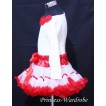 Red White Trim Pettiskirt Matching White Long Sleeve Top with Red Rosettes ML21 