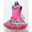 Hot Pink Tank Top with Hot Pink Leopard Rosettes with Hot Pink Leopard Pettiskirt MH28 