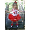 White Tank Top & 3rd Birthday Red White Polka Dots Print number & Red Rosettes Cupcake & Red Ruffles & Red Ribbon with Red Pettiskirt MM11 