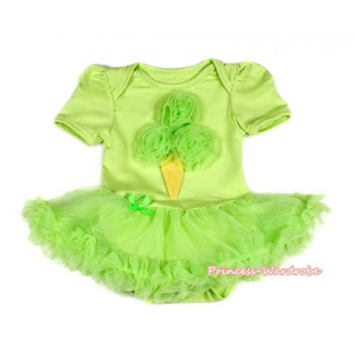 Light Green Baby Bodysuit Jumpsuit Light Green Pettiskirt with Light Green Rosettes Ice Cream Print JS2077 