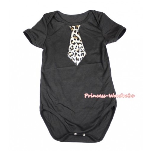 Black Baby Jumpsuit with Leopard Tie Print TH451 