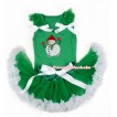 Xmas Kelly Green Baby Pettitop with Ice-Skating Snowman Print with Kelly Green Ruffles & White Bow with Kelly Green White Newborn Pettiskirt BG101 