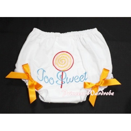 Too Sweet Lollipop Printed White Panties Bloomers with Orange Bows BL03 