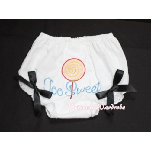 Too Sweet Lollipop Printed White Panties Bloomers with Black Bows BL14 