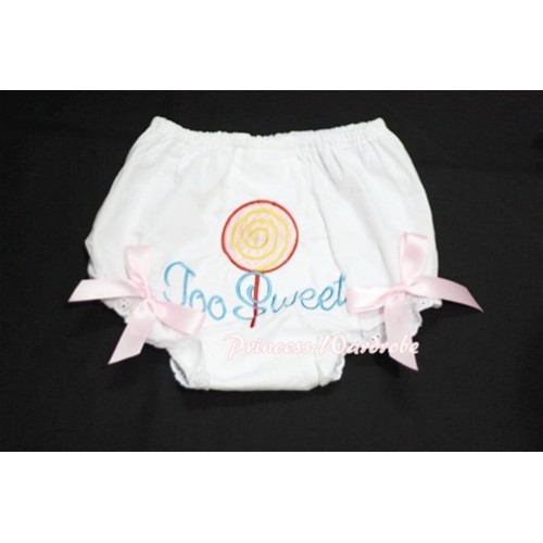 Too Sweet Lollipop Printed White Panties Bloomers with Light Pink Bows BL15 