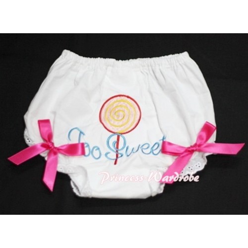 Too Sweet Lollipop Printed White Panties Bloomers with Hot Pink Bows BL16 