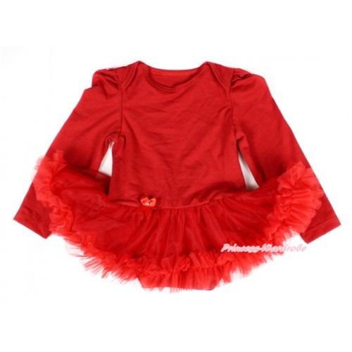Red Long Sleeve Baby Bodysuit Jumpsuit Red Pettiskirt JS2291 