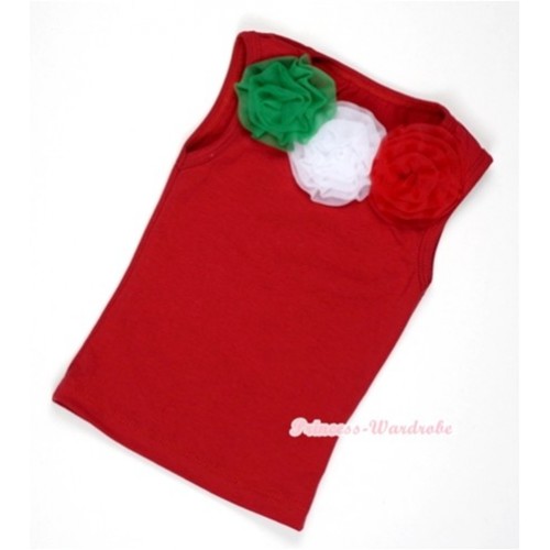 Red Baby Pettitop with Green White Red Rosettes NT250 