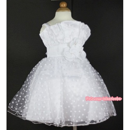 White Rose Waist,Pure White Heart Chiffon Wedding Party Dress PD029 