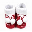 Red Newborn Toddler Baby Crib Boots with White Cherries SB38 