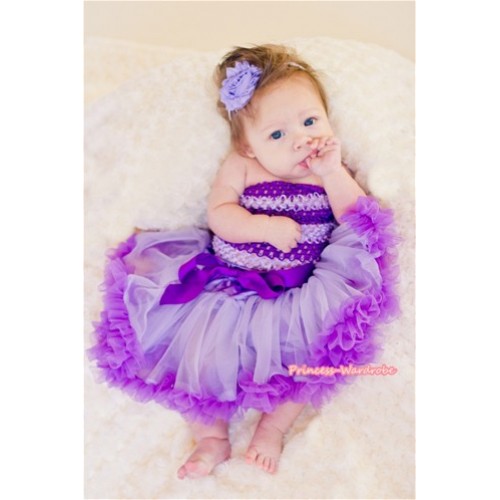 Dark Purple Pink Striped Crochet Tube Top with Lavender Dark Purple Baby Pettiskirt CT493 
