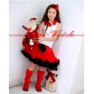 White Tank Tops with Red Rosettes & Red Black Pettiskirt M29 