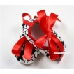 Hot Red Damask Shoes with Ribbon Crib Shoes S461 