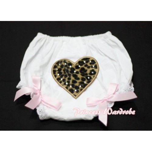 White Bloomers & Leopard Print Heart & Light Pink Bows LD02 