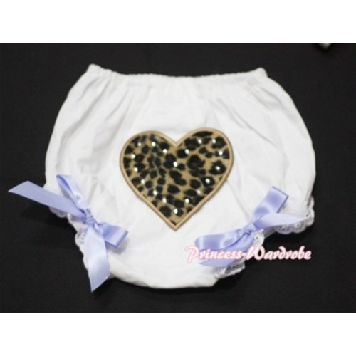 White Bloomers & Leopard Print Heart & Lavender Bows LD04 