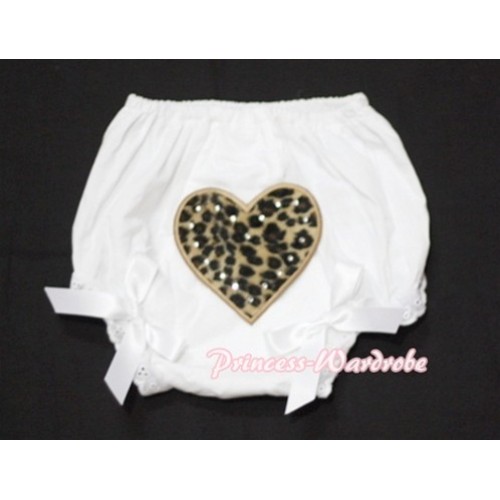White Bloomers & Leopard Print Heart & White Bows LD06 