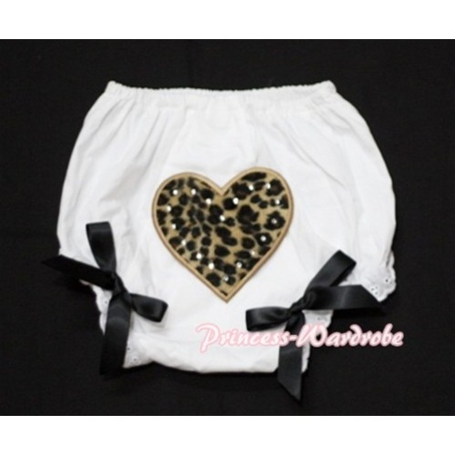 White Bloomers & Leopard Print Heart & Black Bows LD07 