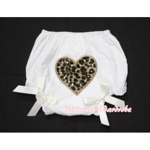 White Bloomers & Leopard Print Heart & Cream White Bows LD14 