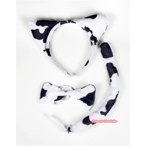 Milk Cow 3 Piece Set in Ear Headband, Tie, Tail PC015 