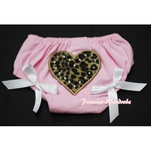 Light Pink Bloomers & Leopard Print Heart & White Bows LD17 